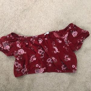 Red floral off the shoulder top (Part of set)
